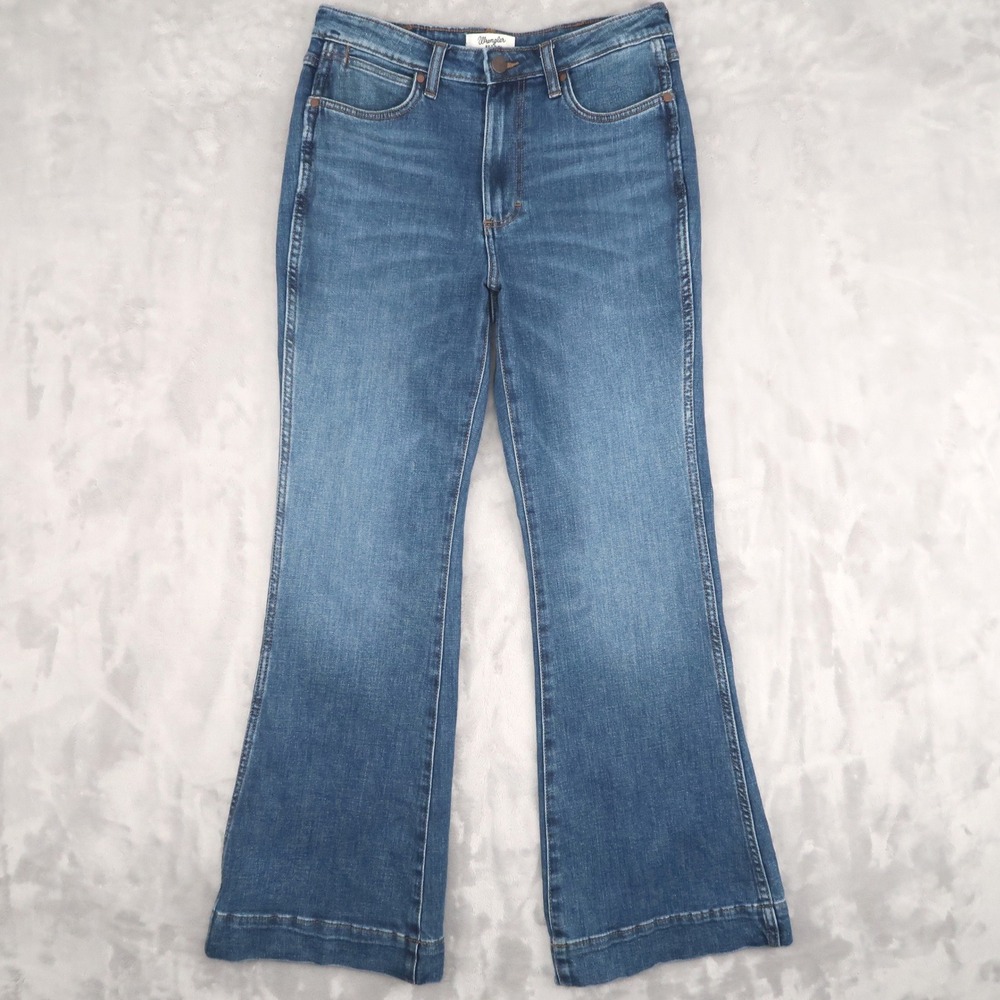 Wrangler Retro Jeans Womens 30x32 Fit 29x31 Blue High Rise Western Flared Boho